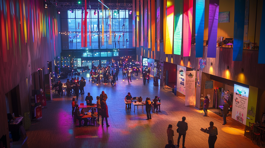 Salle d'événement décorée pour festival